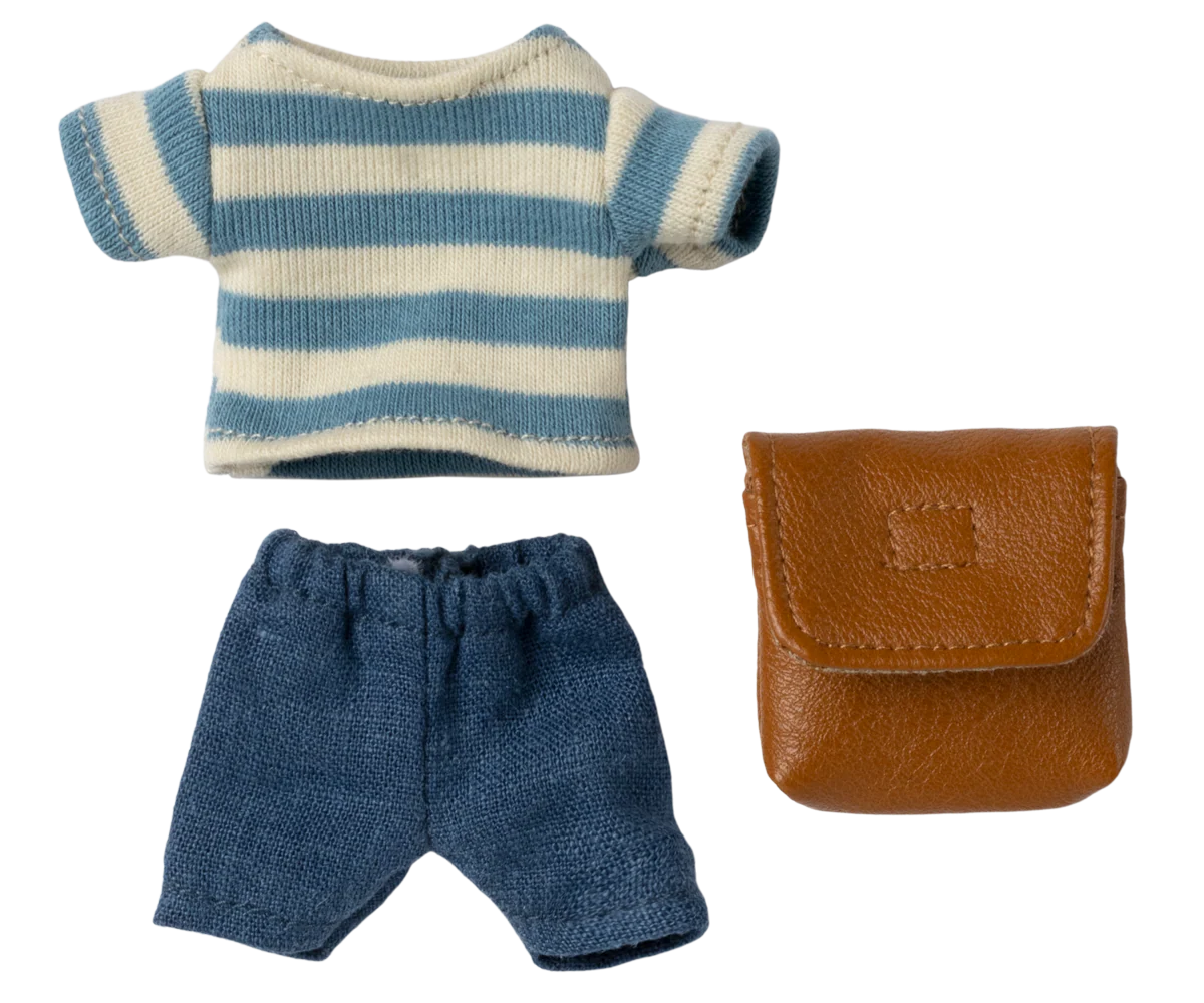 Maileg - Clothes and Bag, Big Brother Mouse, Brown