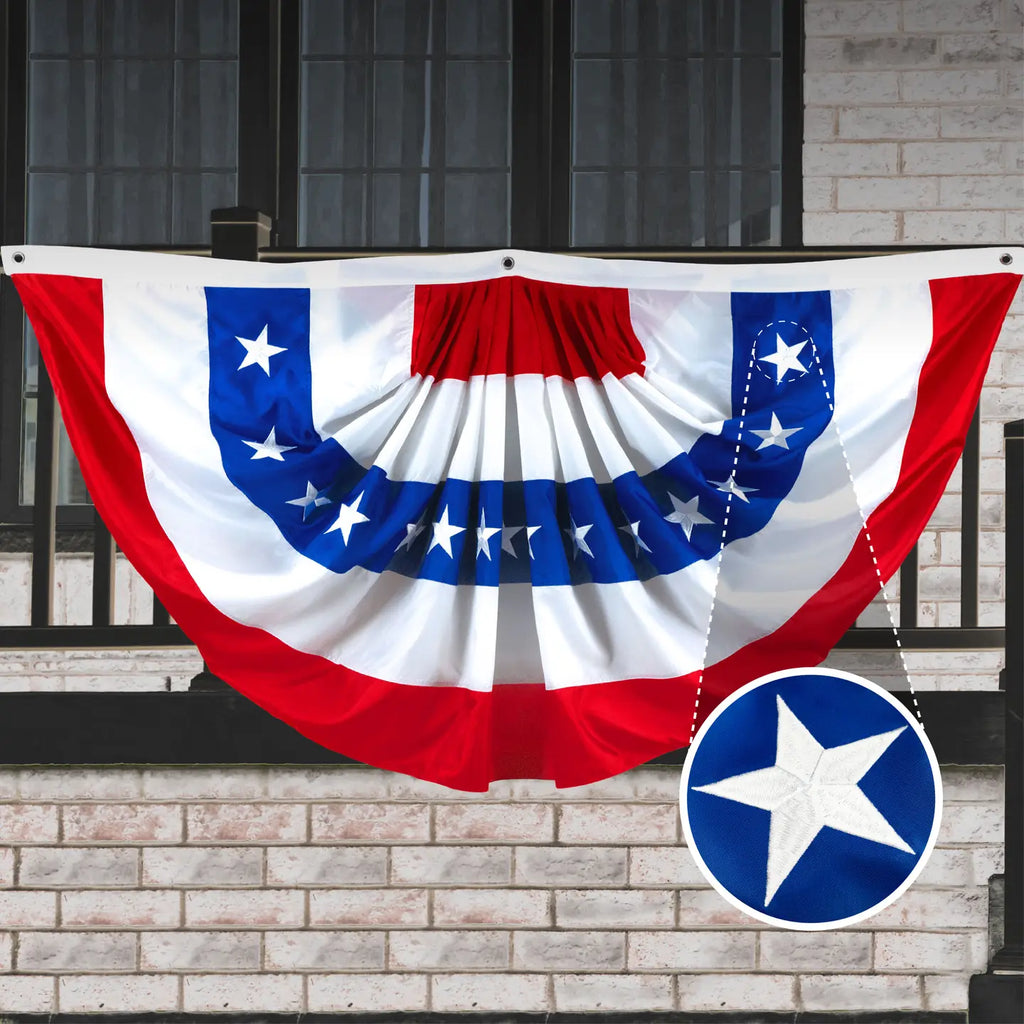 USA Pleated Fan Flag Bunting Decoration - 3x6 ft