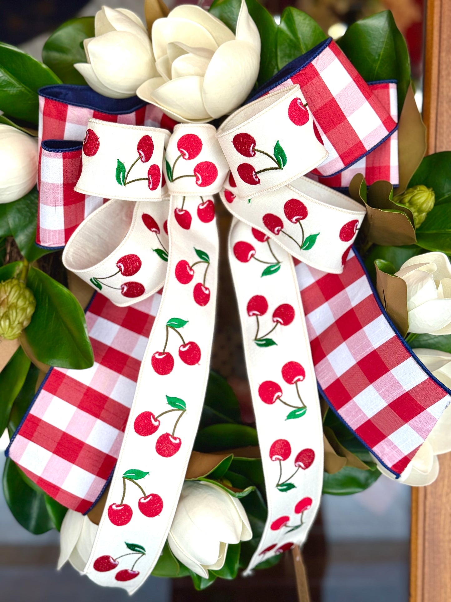Cherries & Check Bow