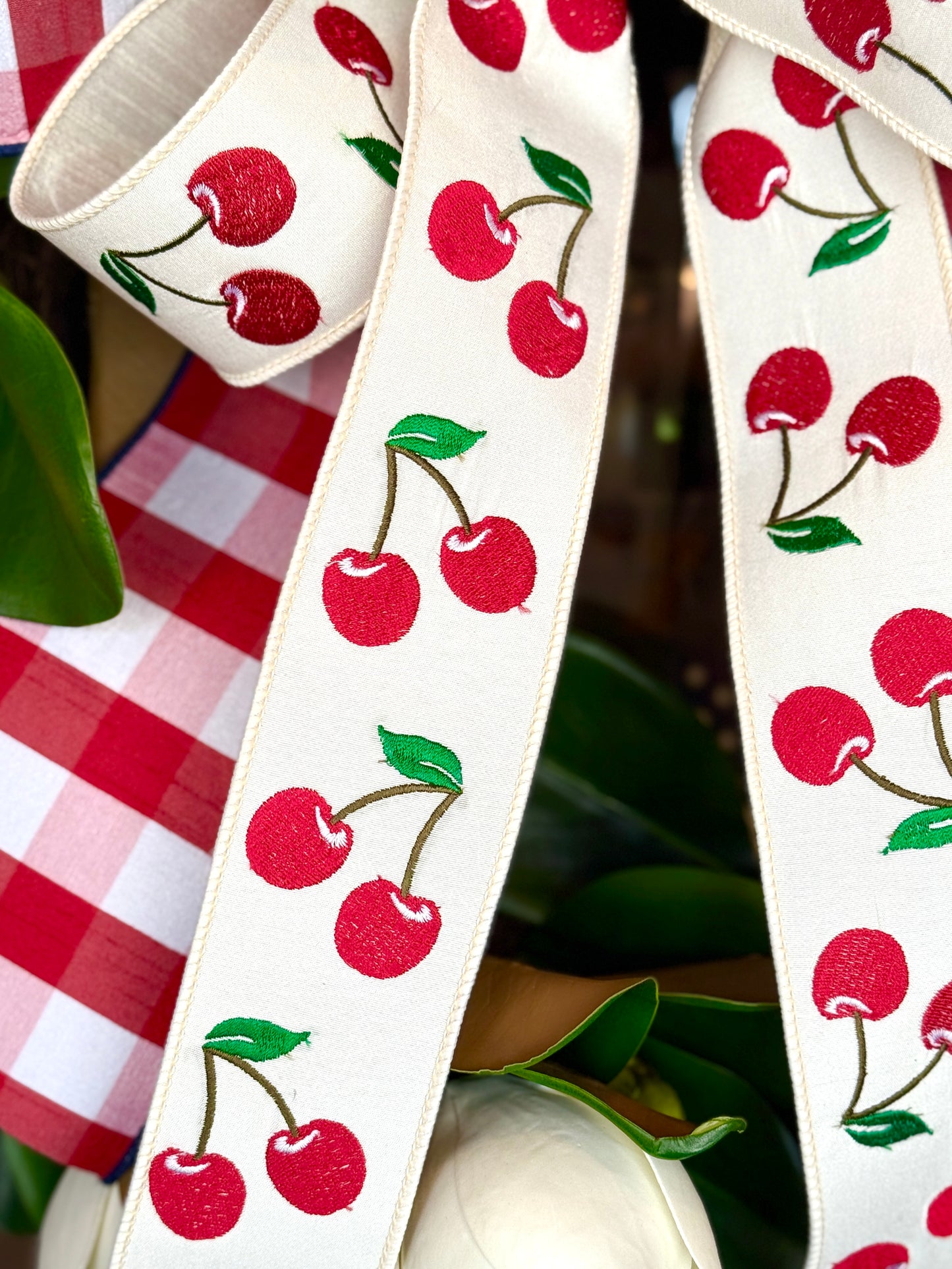 Cherries & Check Bow