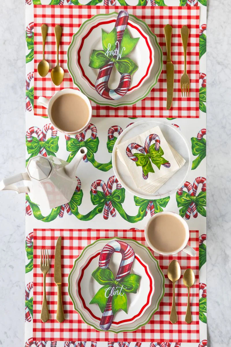Hester & Cook “Red Painted Check" Table Runner