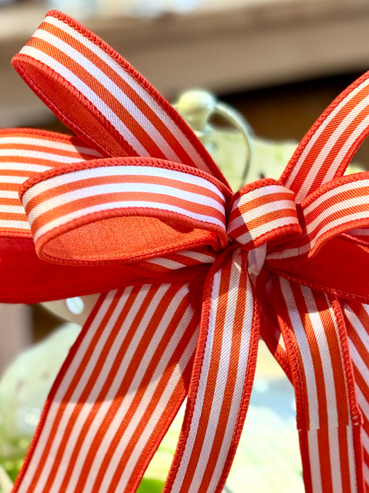 Go Team! Bow - Orange & White Stripe