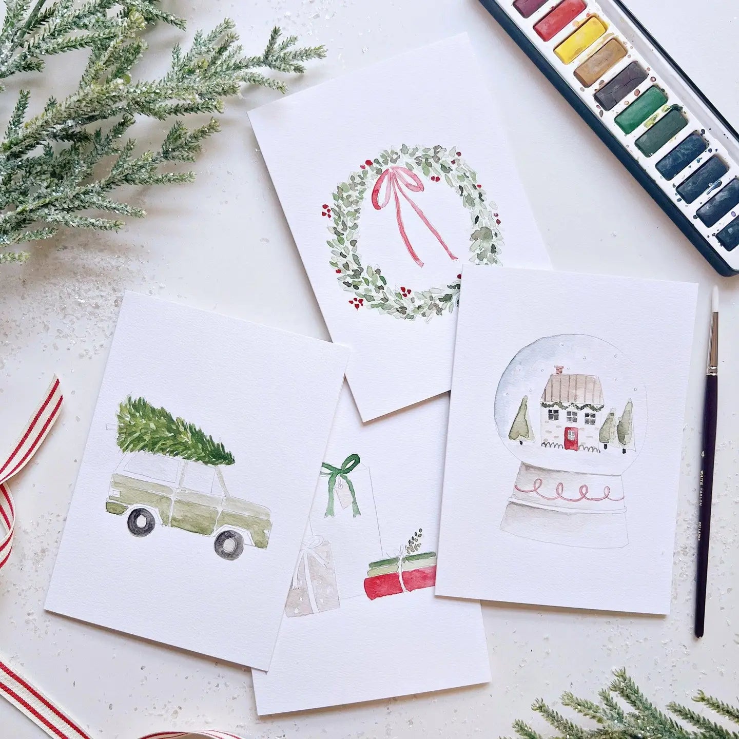 Christmas Cheer Paintable Watercolor Notecard Set
