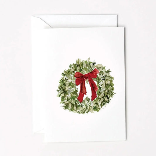 Red Bow Wreath Mini Enclosure Notecard