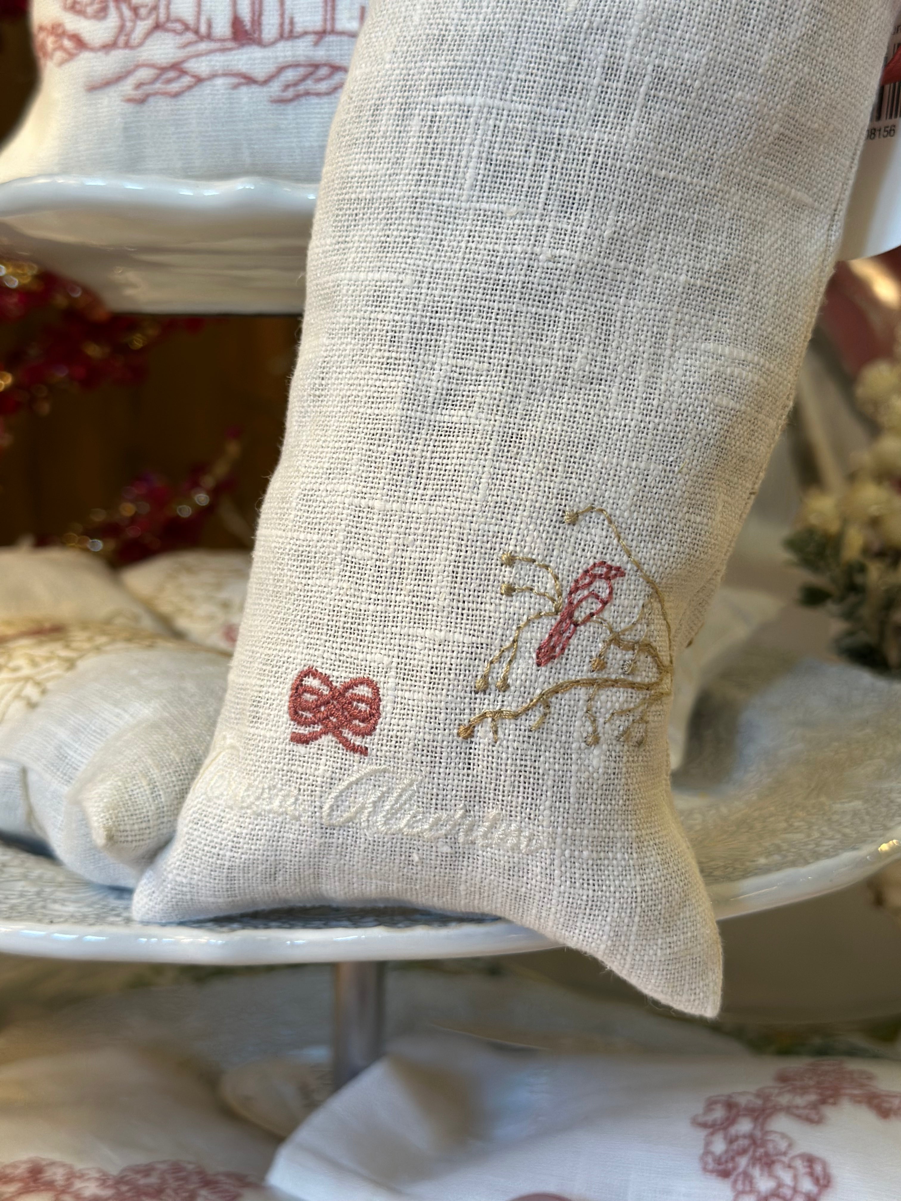 Lavender Tree with Nest Embroidered Sached Pouch