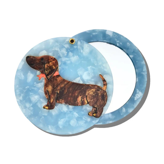 Hand-Painted Dachshund Compact Mirror | Eco-Friendly