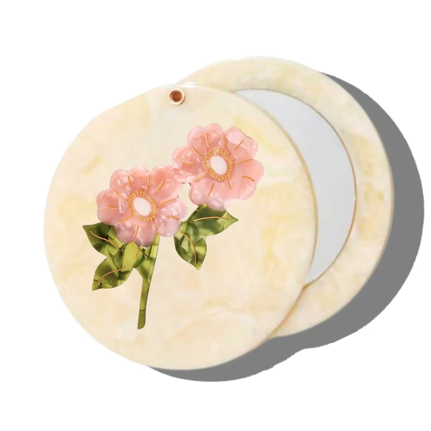 Hand-Painted Wild Roses Compact Mirror | Eco-Friendly