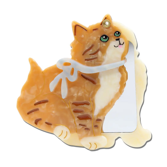 Hand-Painted Vintage Kitten Compact Mirror | Eco-Friendly