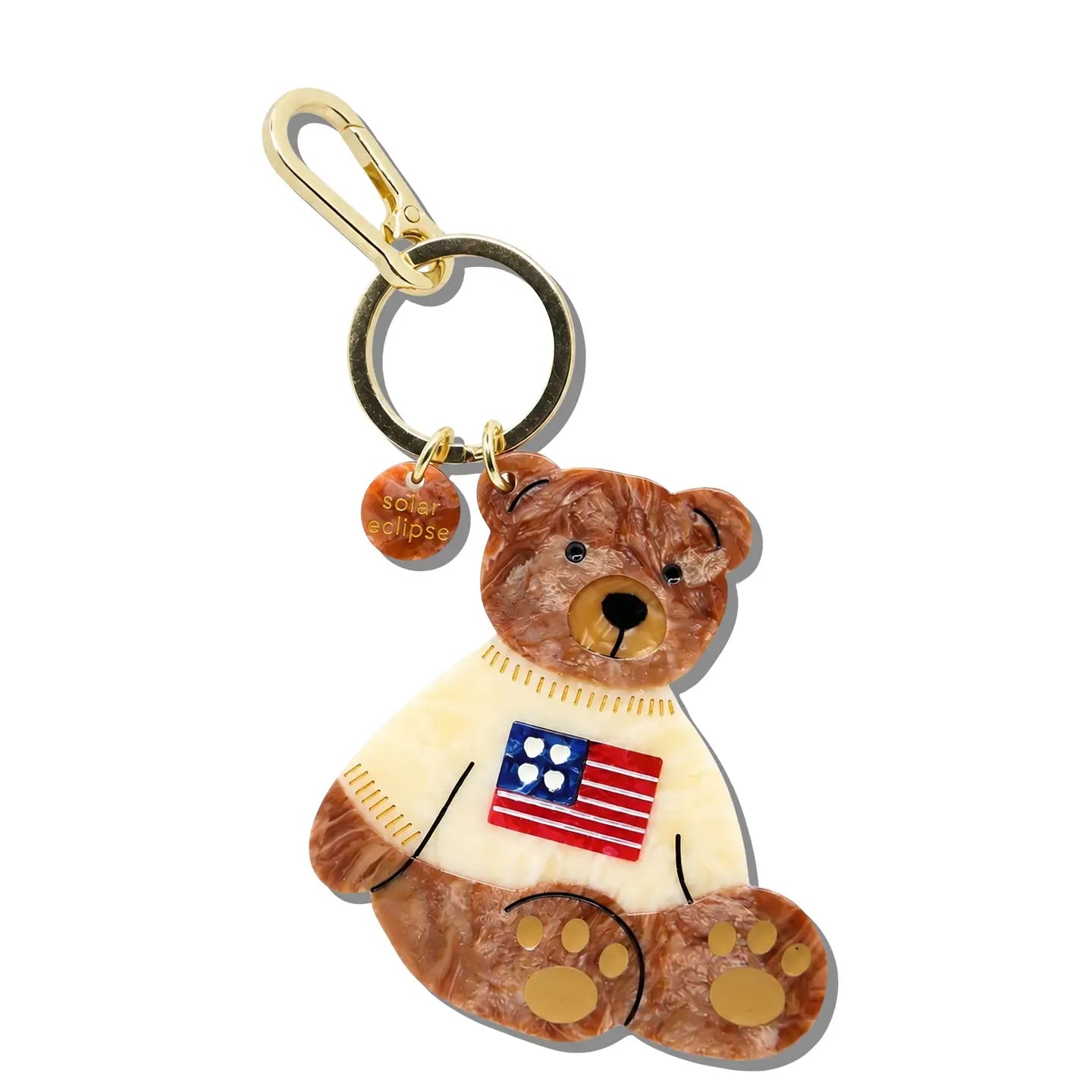 Hand-Painted Americana Teddy Bear Bag Charm + Keychain