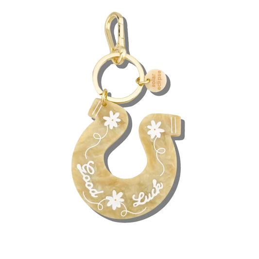 Hand-Painted Good Luck Horseshoe Bag Charm + Keychain | Eco-Friendly