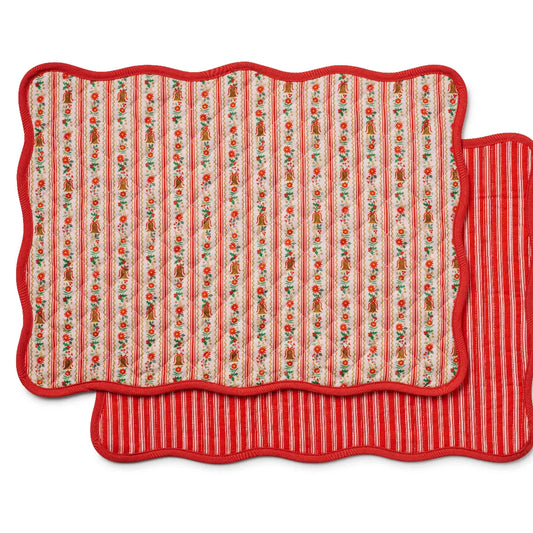 Holly Jolly Quilted Cotton Placemats, Set of 4