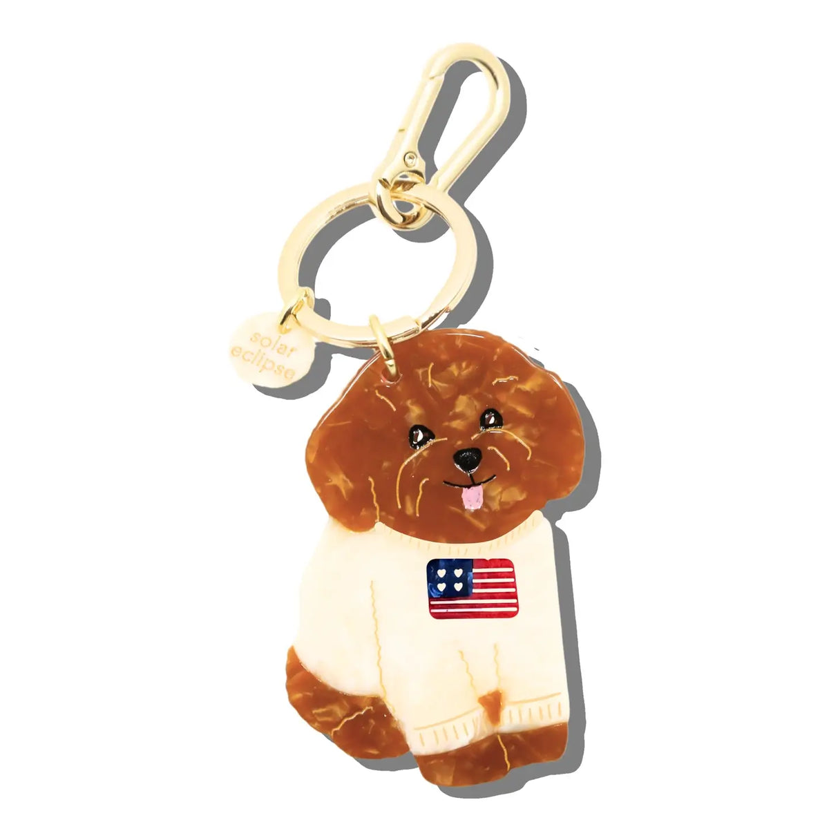 Hand-Painted Americana Puppy Bag Charm + Keychain | Eco-Friendly