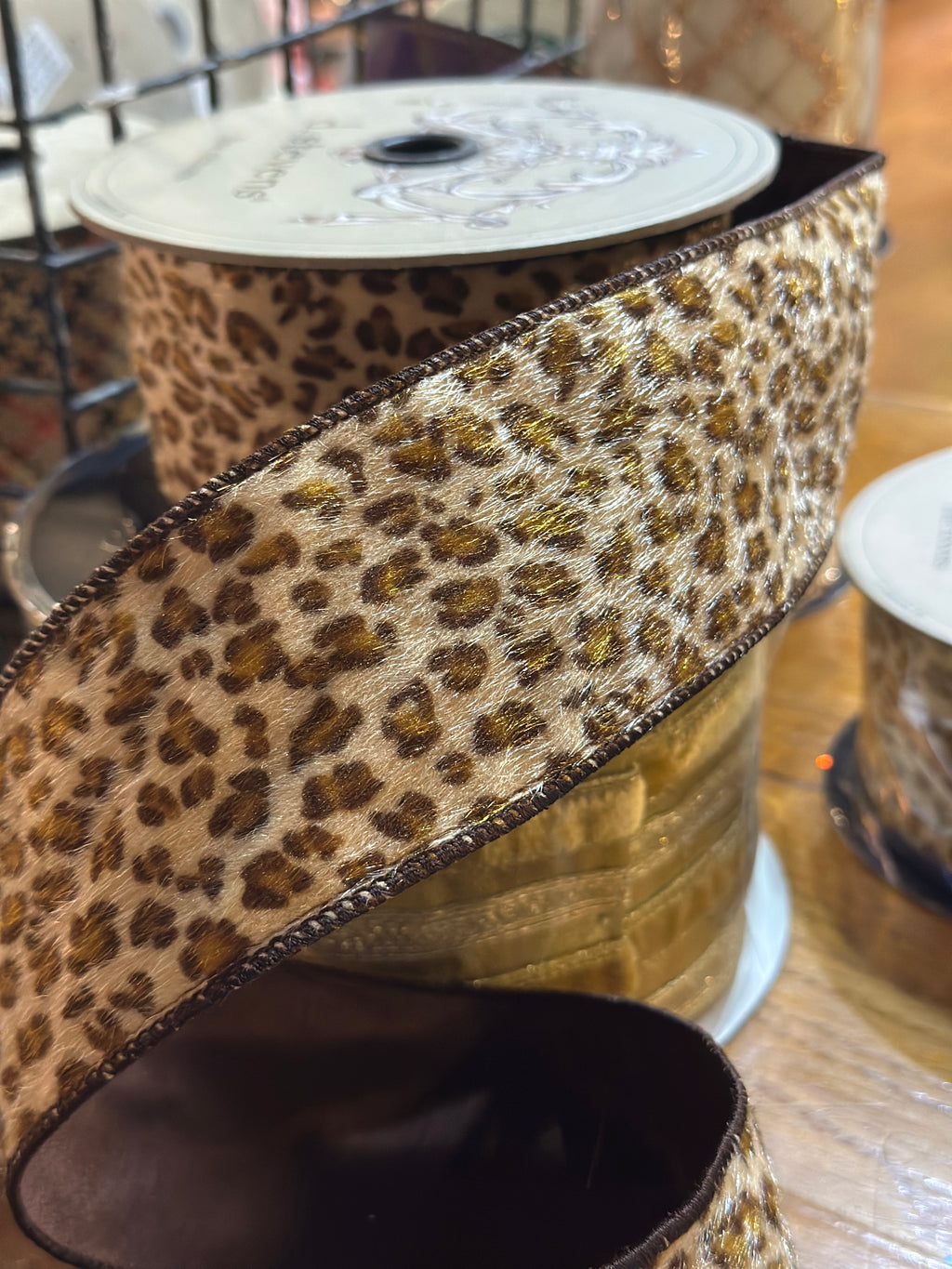 2.5”x10yards cheetah print ribbon