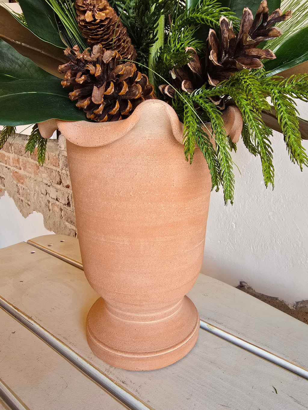 Potted Amaryllis with Evergreen Mix