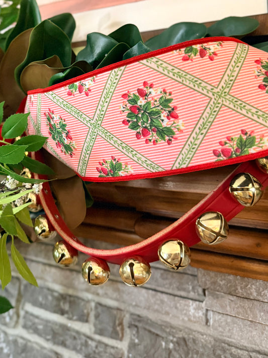 5’ Red Leather Strap with Brass Bells