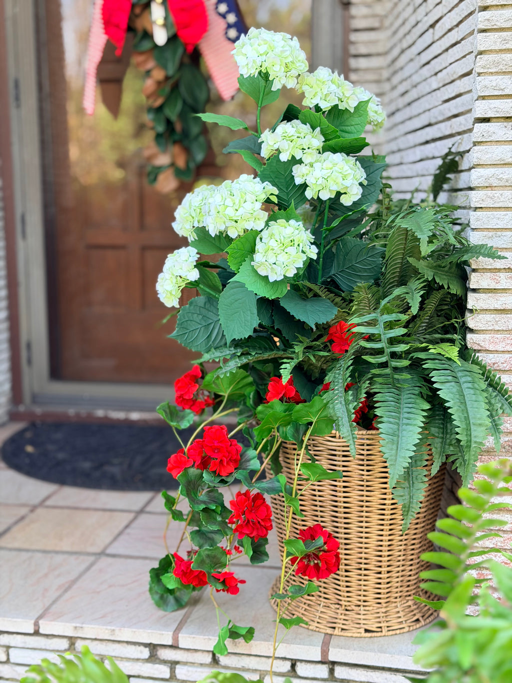 UV Red & White Hydrangea Arrangement