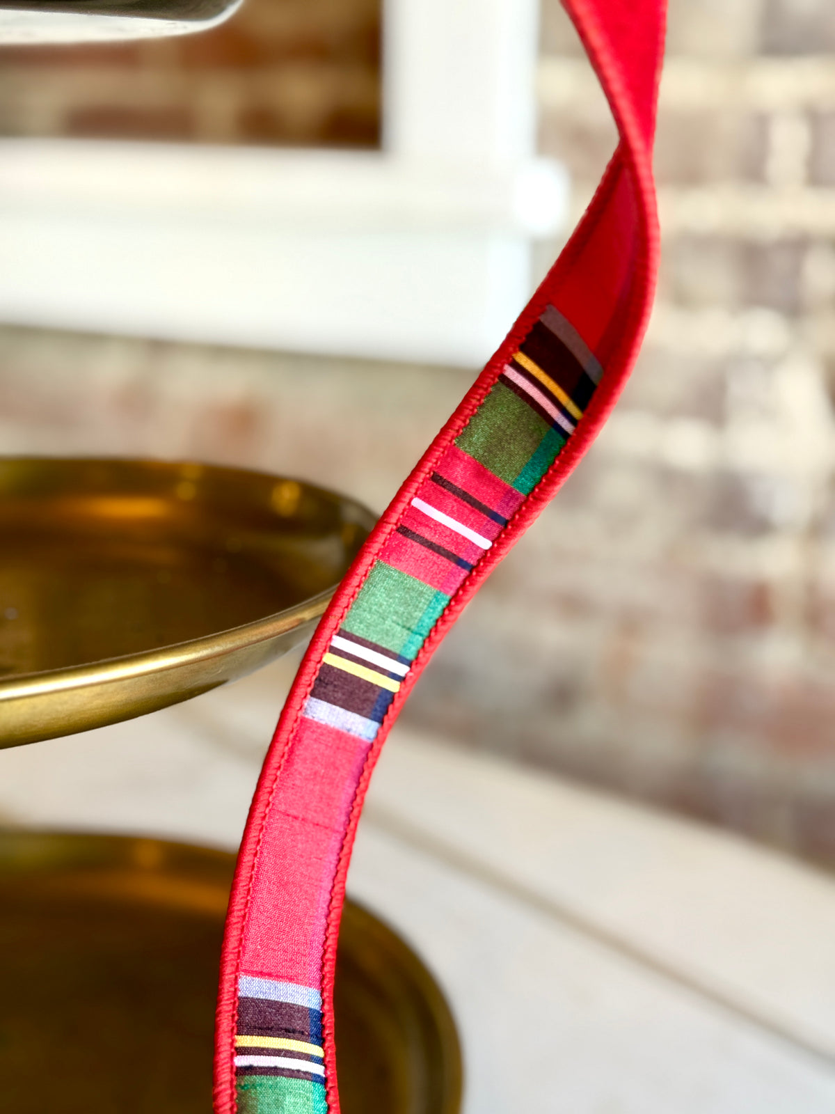 1" RED/GREEN/BLUE VELVET W/PLAID BACKING RIBBON- SOLD BY THE YARD