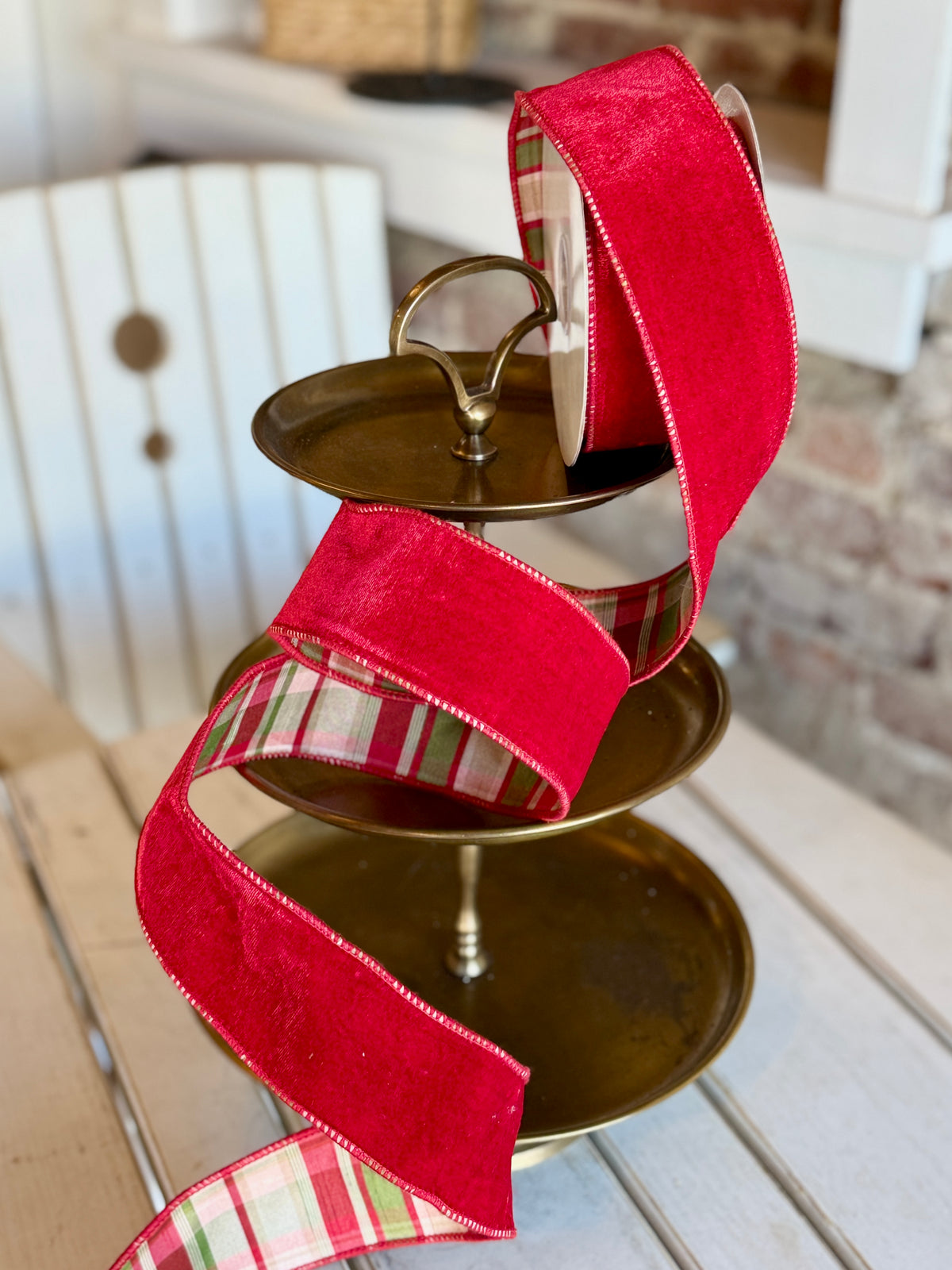 2.5” VELVET W/ESTATE PLAID BACKED RIBBON -SOLD BY THE YARD