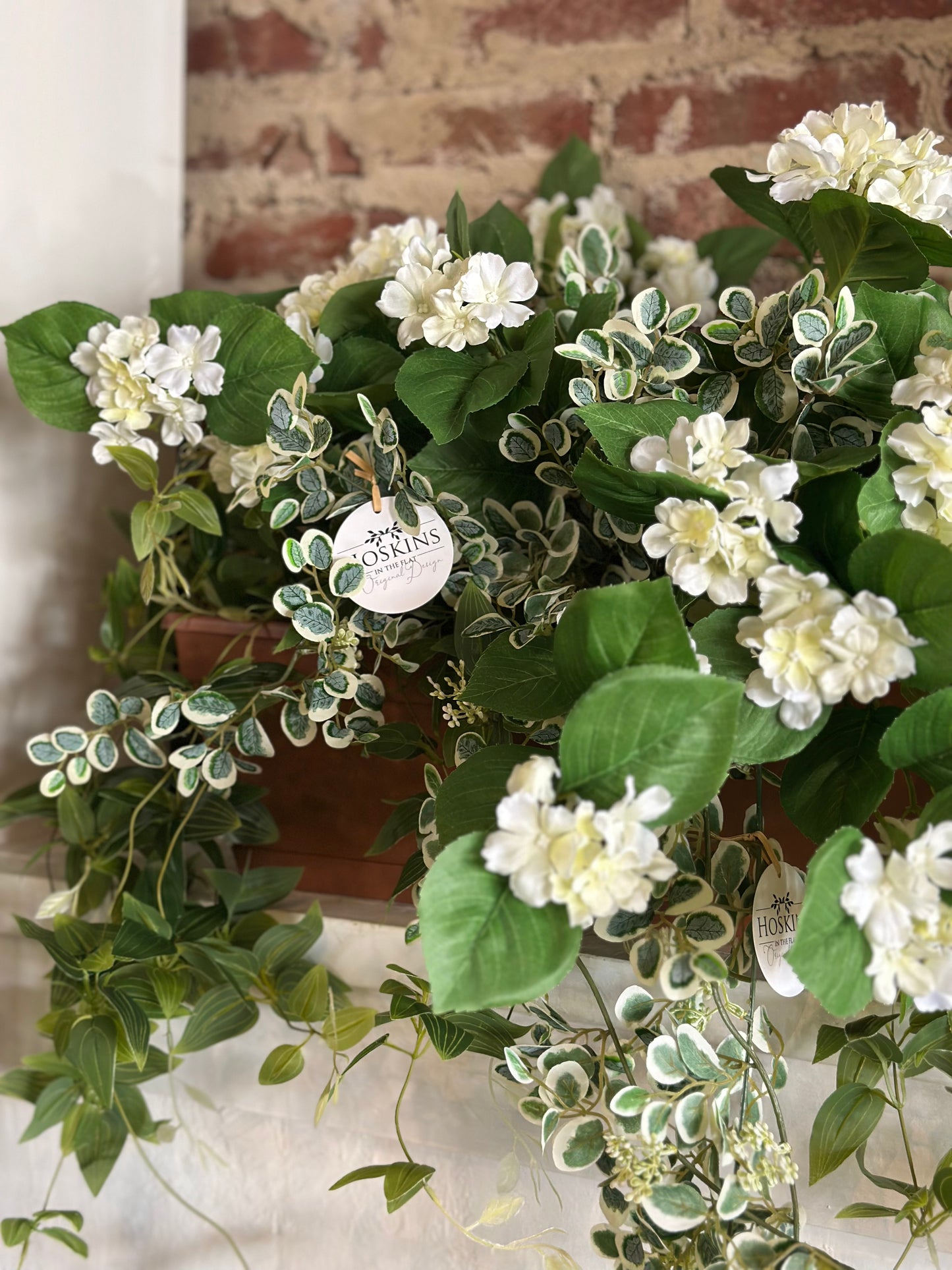 Window Box White Hydrangea & Buttonbush Plant