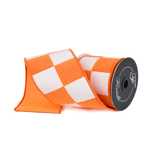 4" Maxi Checks Ribbon- Orange