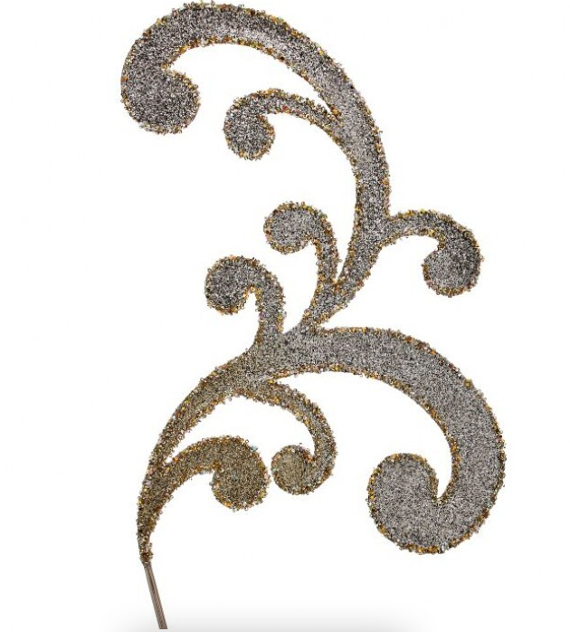 28" METAL ACANTHUS GLITTER STEM