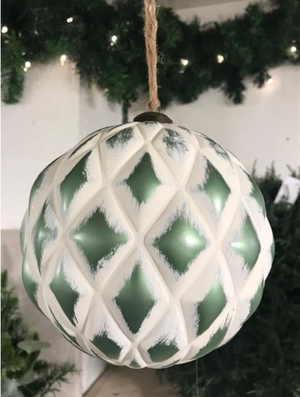 Bubbled Ball Ornament with Blue Accent