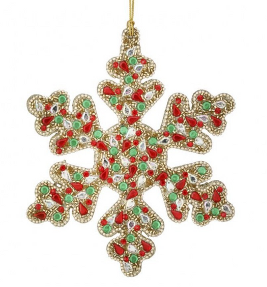 6.5" Multi Jewel Beaded Snowflake Ornament