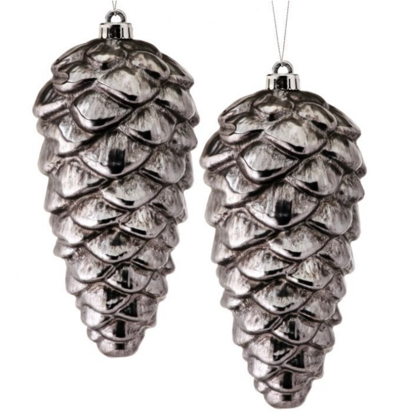 10" Metallic Pine Cone Ornament- Antique Pewter