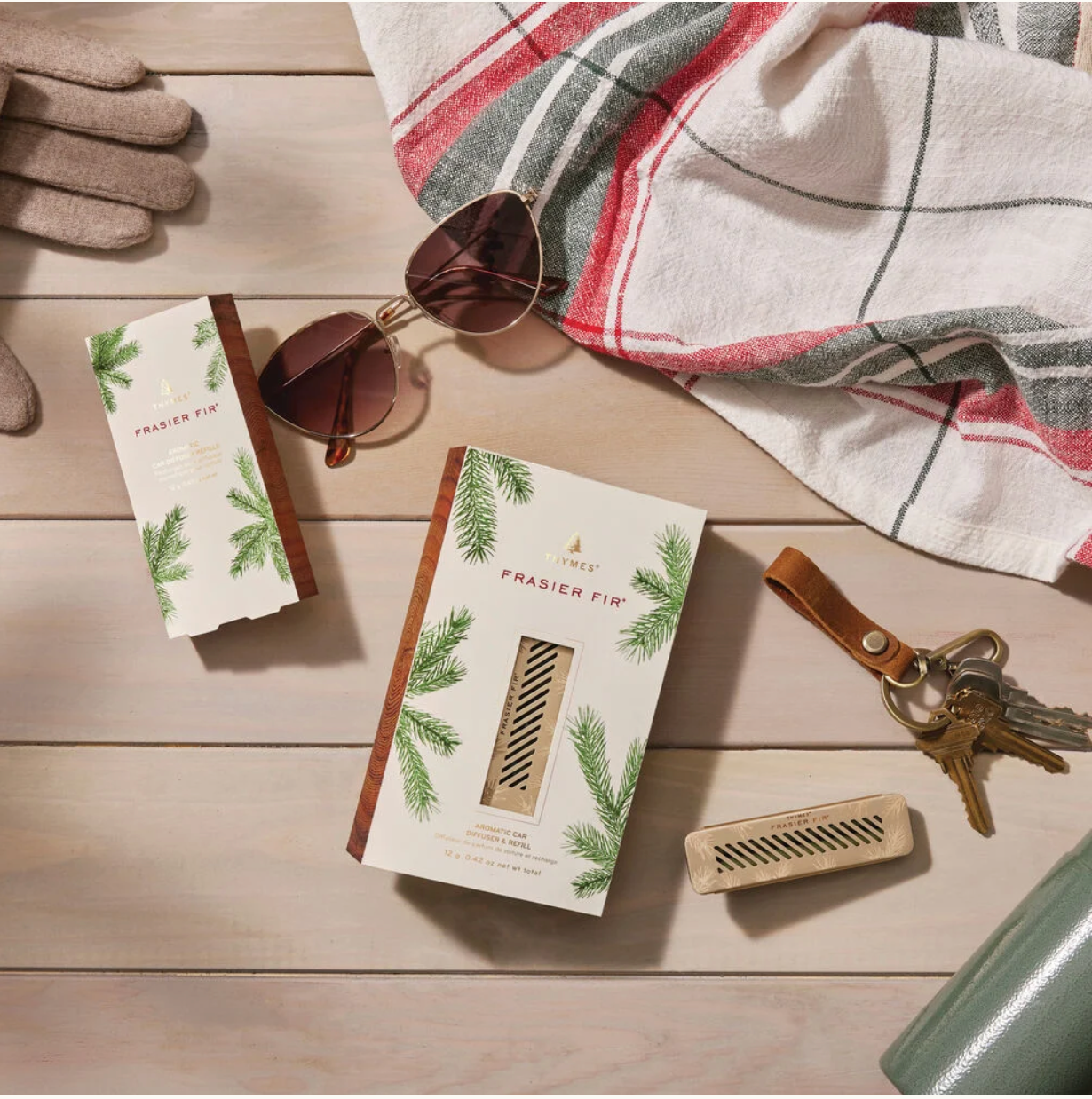 Thymes Frasier Fir Aromatic Car Diffuser & Refill