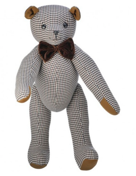 24" Fabric Houndstooth Country Club Bear