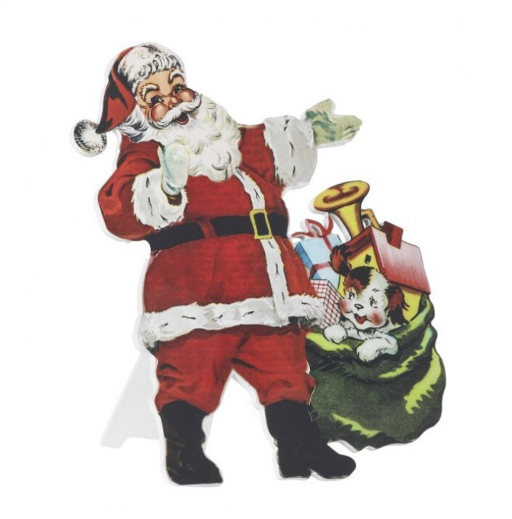 15" Wood Standing Santa w/ Sack