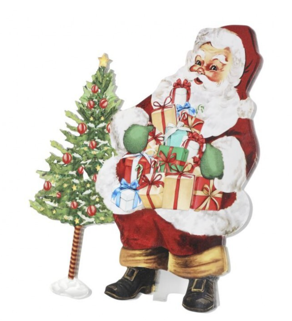 15" Wood Standing Santa w/ Gifts