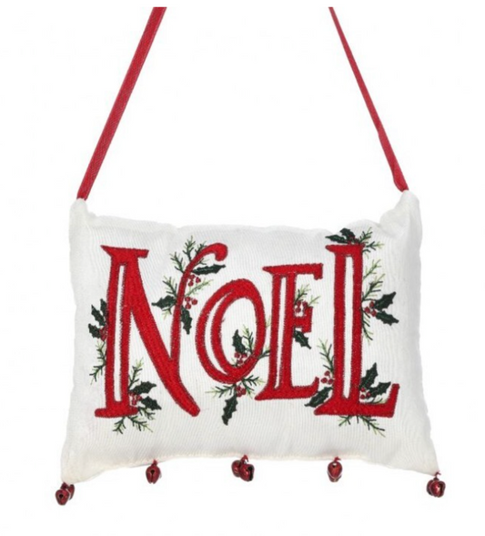 7" Embroidered "Noel" Ornament Pillow