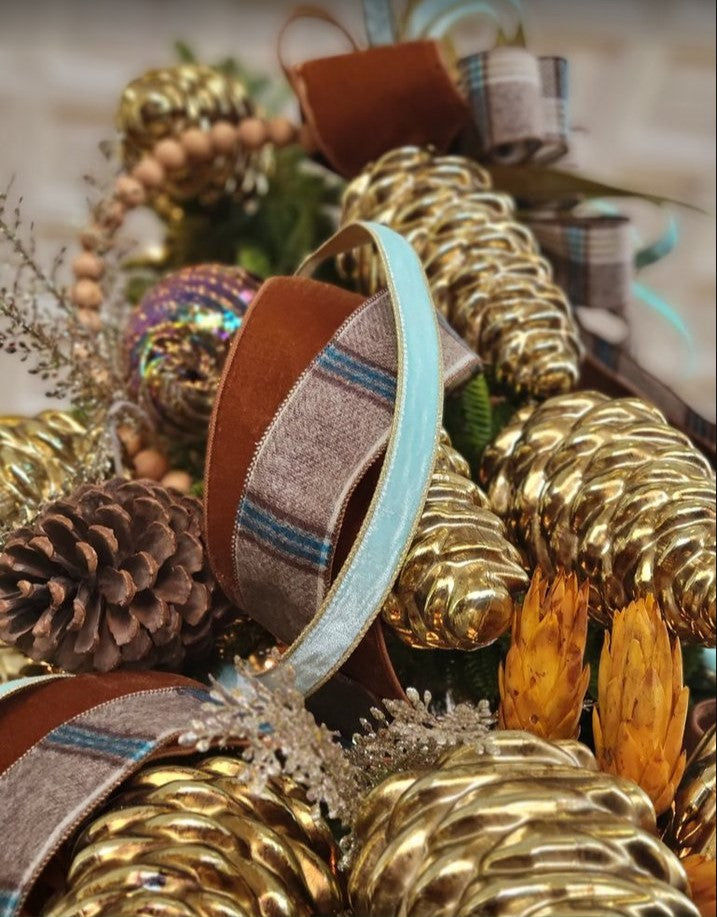10" Metallic Pine Cone Ornament- Antique Gold