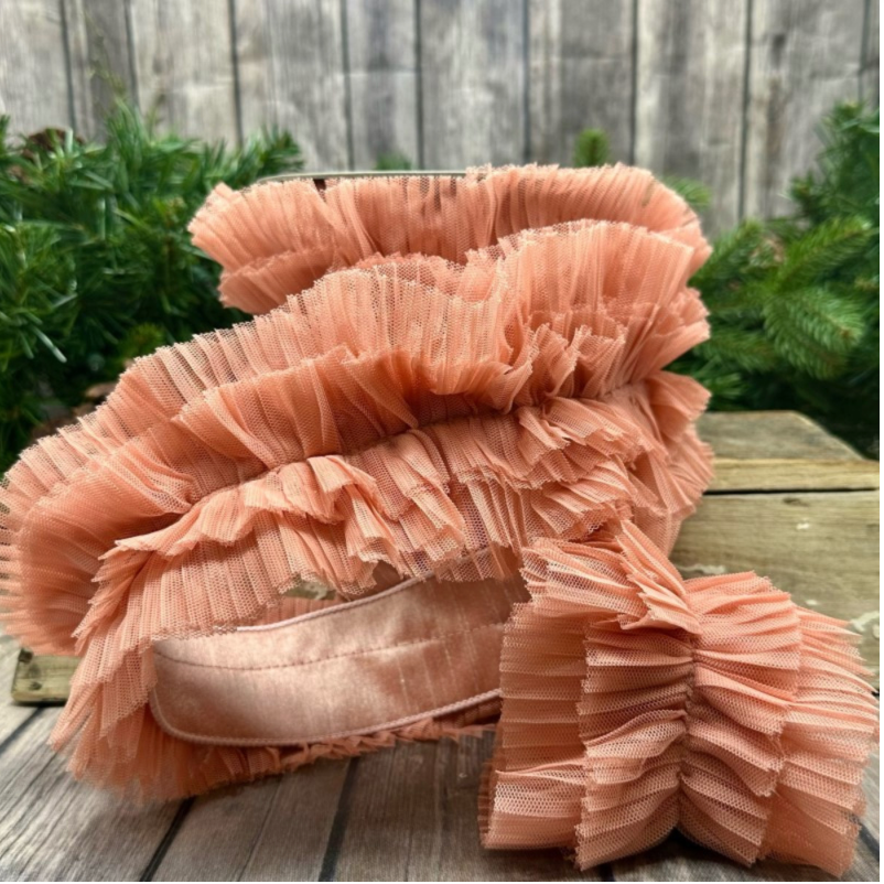 4" x 5yrds Pleated Organza Garland, Coral