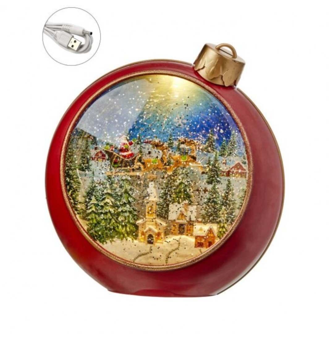 8.5" LED Timer Winter Town Ornament Winter Globe
