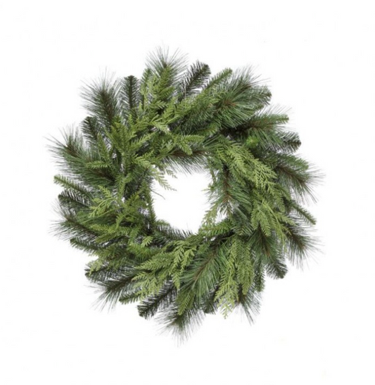 24" Pine w/ Natural Touch Evergreen Wreath