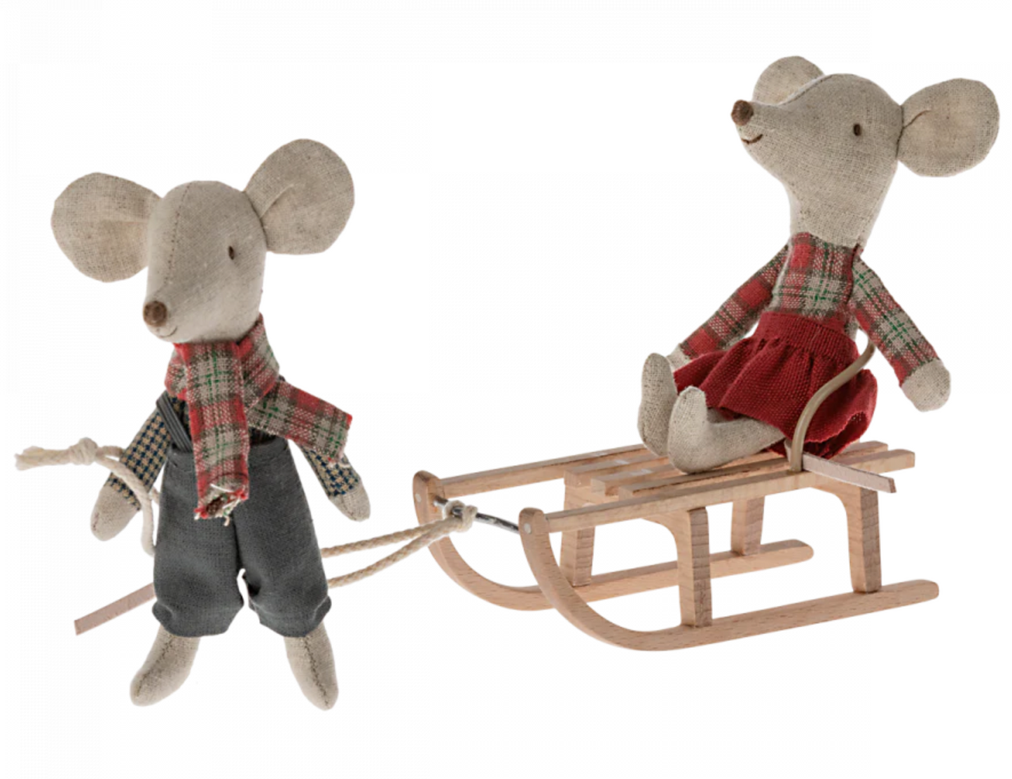 Maileg wooden sled, mouse