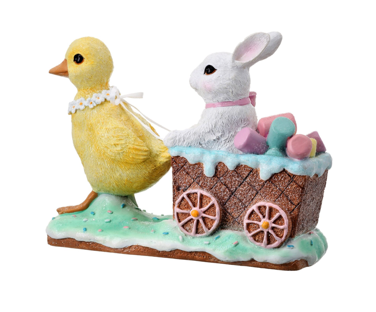 7.25" Resin Duckling Pulling Easter Cart