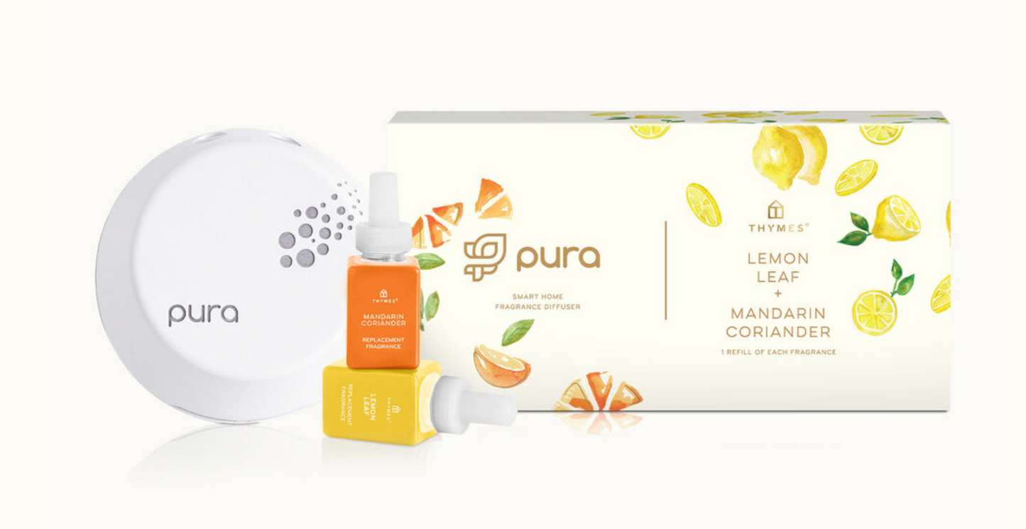 Thymes Mandarin Coriander & Lemon Leaf Pura Smart Home Diffuser Kit