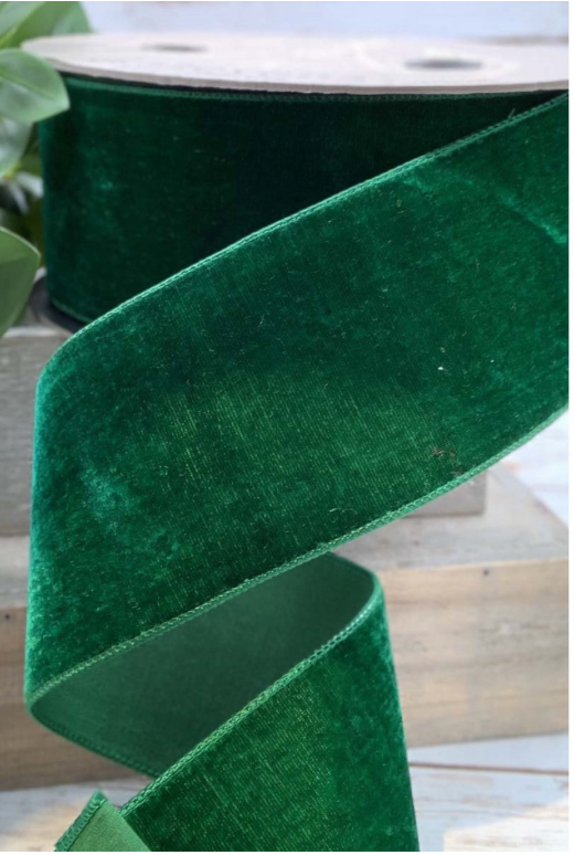 2.5" Velvet Faux Dupion Back- Just Emerald