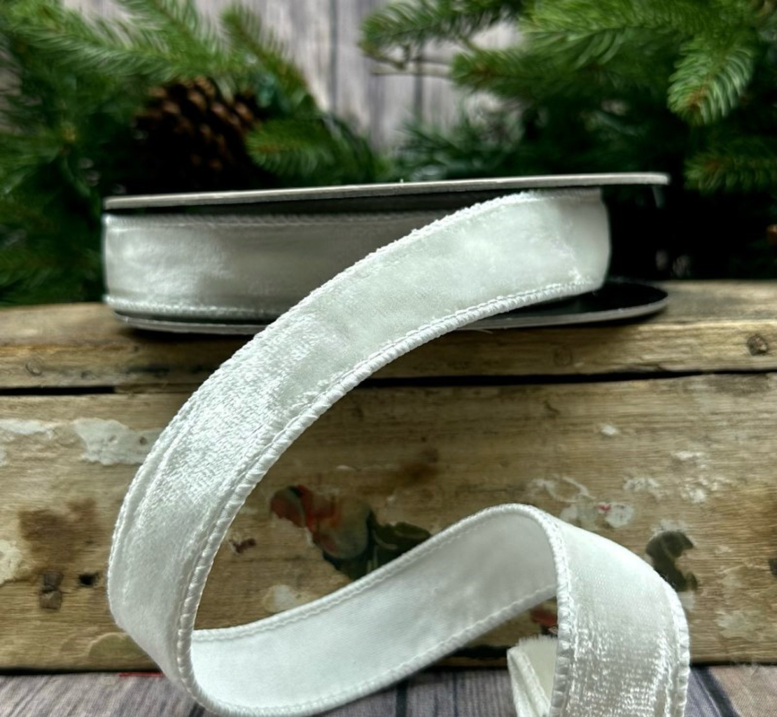 1" VP Lush Velvet Matching Dupion Back, Winter White
