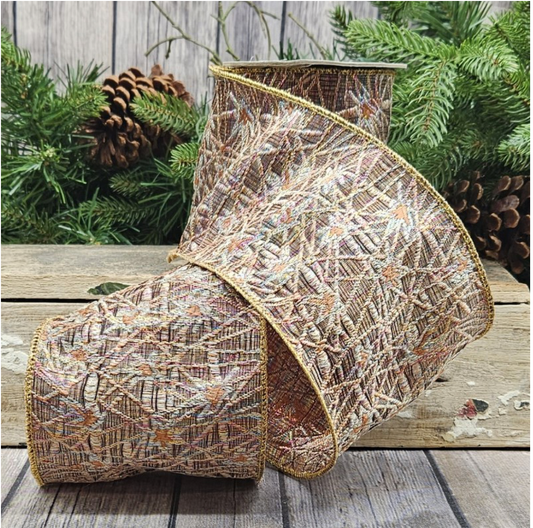 4" Jacquard Metallic Abstract Brocade, Copper