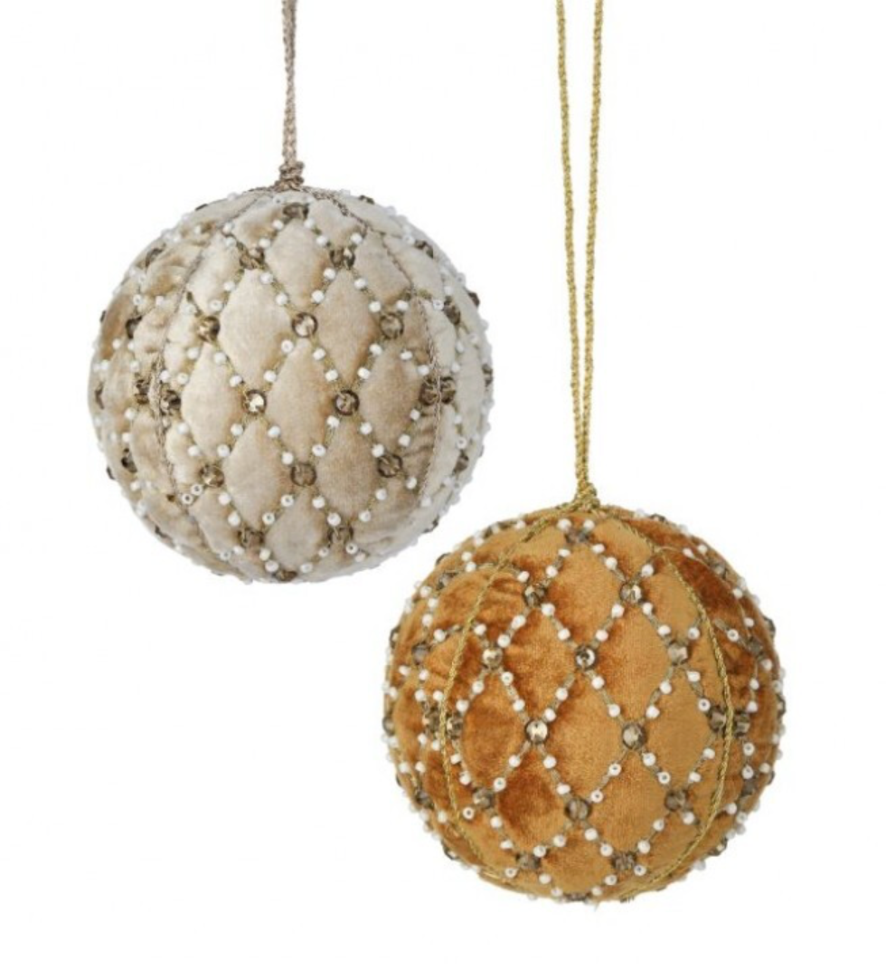 3.5" Velvet Pillow Jewel Ball Ornament