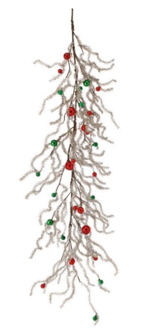 4’ Vintage Tinsel Pine w/ Ball Garland