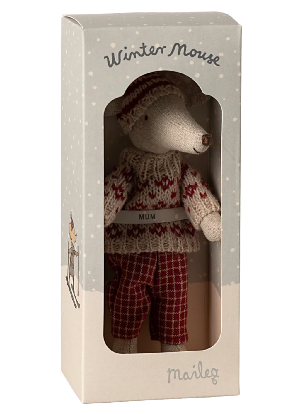 Winter Mouse with Ski Set, Mum - Red