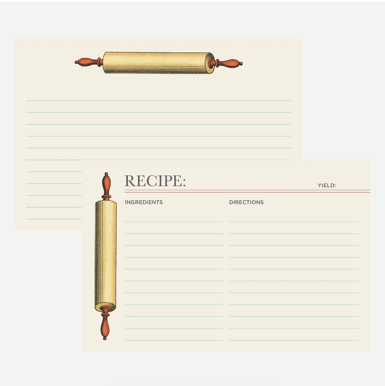Rolling Pin Recipe Card - Pack of 12