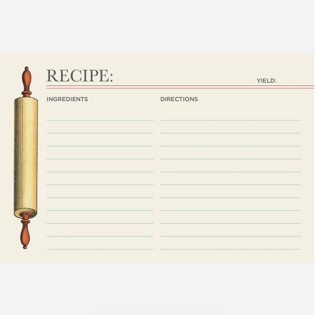 Rolling Pin Recipe Card - Pack of 12