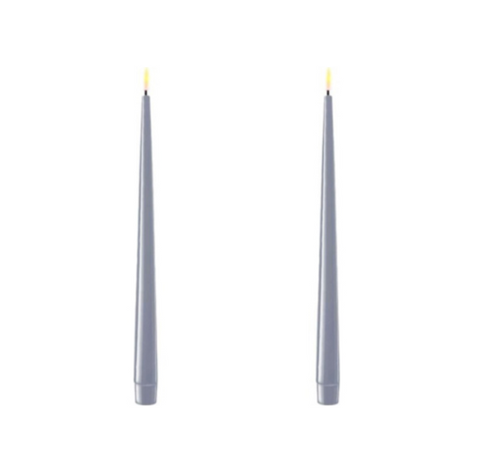 11" Dust Blue Shiny LED Candles, Set of 2
