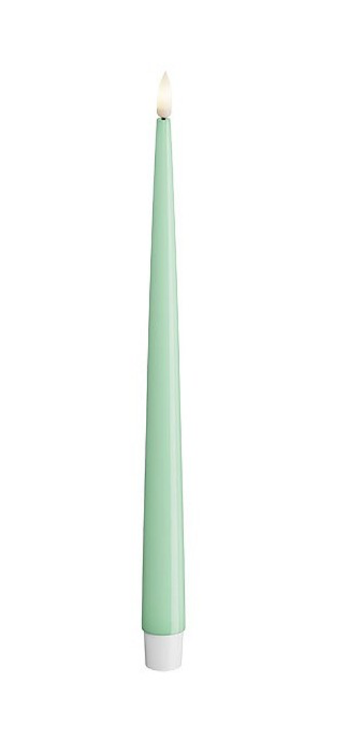 11" Mint LED Shiny Dinner Candle, Set of 2